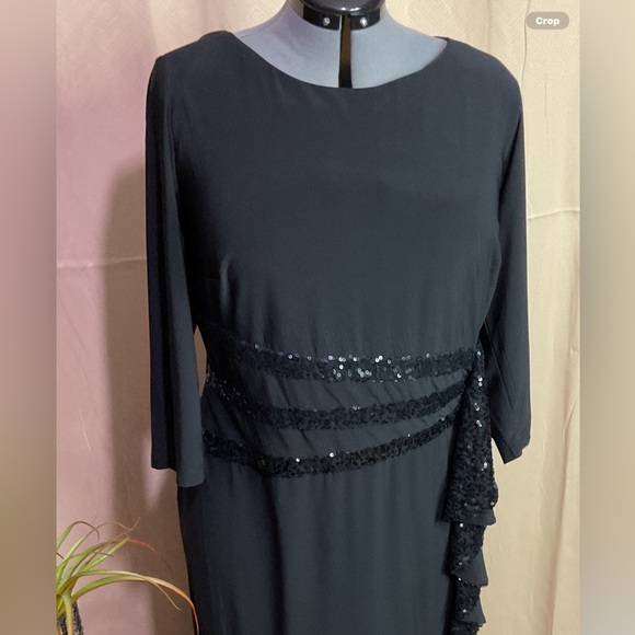 R&M Richards Black 3/4” Sleeve Sequin Dress - Picture 3 of 14